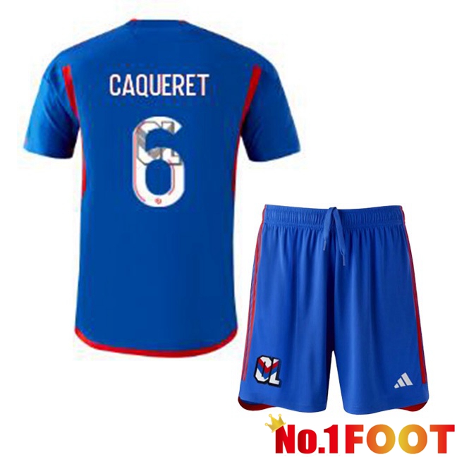 Lyon OL (CAQUERET 6) Kids Away Football Jersey Blue 2023/2024