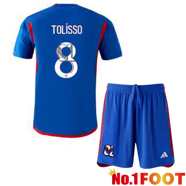 Lyon OL (TOLISSO 8) Kids Away Football Jersey Blue 2023/2024