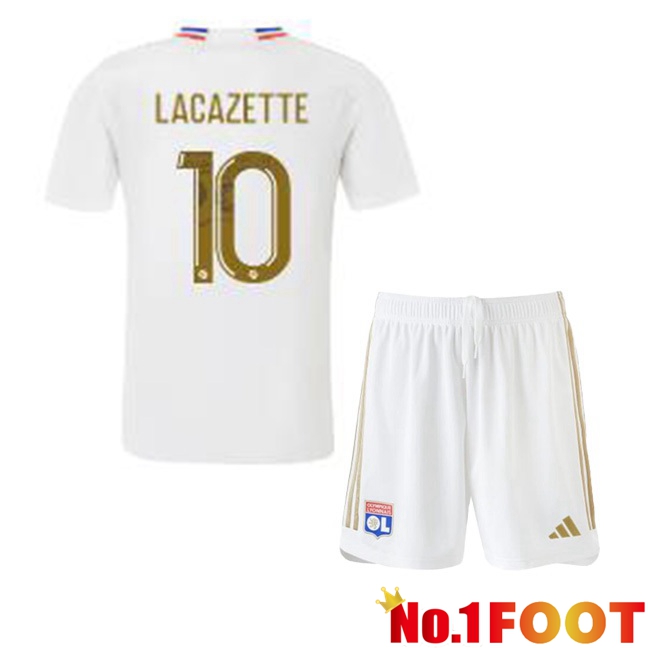 Lyon OL (LACAZETTE 10) Kids Home Football Jersey White 2023/2024