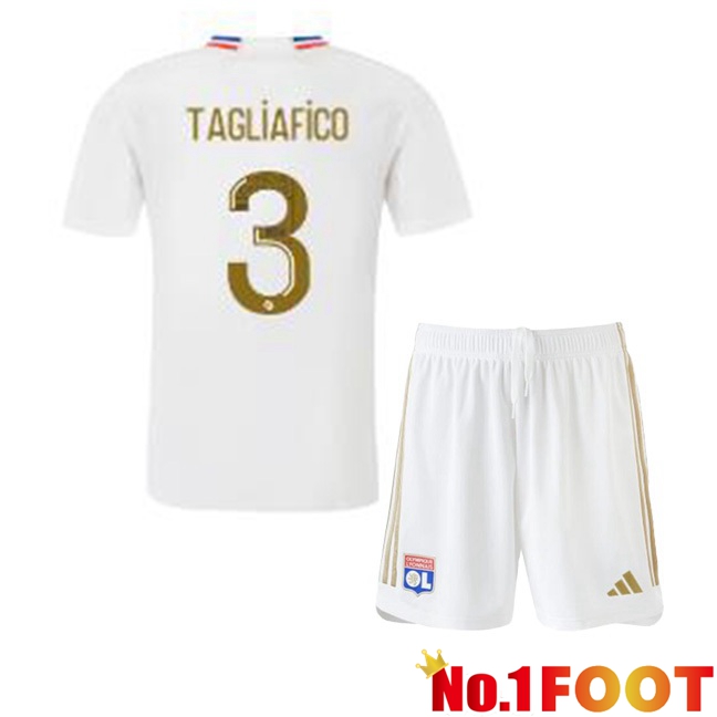 Lyon OL (TAGLIAFICO 3) Kids Home Football Jersey White 2023/2024