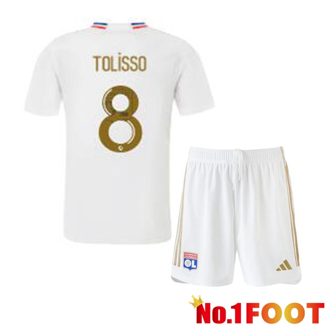 Lyon OL (TOLISSO 8) Kids Home Football Jersey White 2023/2024