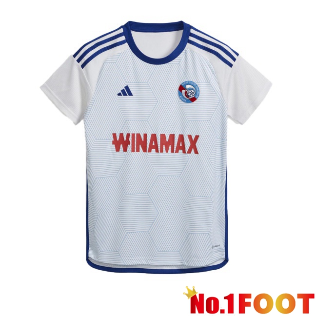 RC Strasbourg Alsace Away Football Jersey White 2023/2024