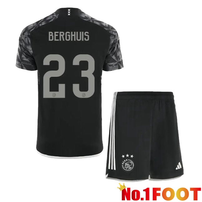 AFC Ajax (Berghuis 23) Kids Third Football Jersey Black 2023/2024