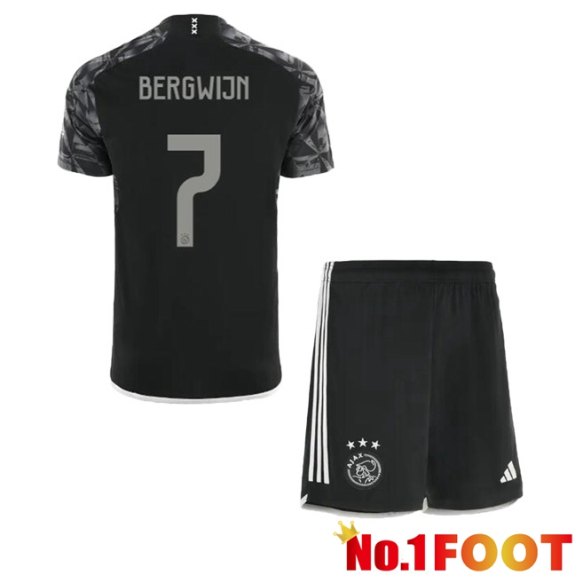 AFC Ajax (Bergwijn 7) Kids Third Football Jersey Black 2023/2024