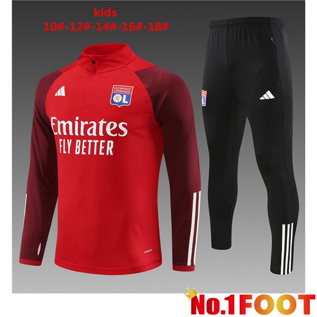 Lyon OL Kids Training Tracksuit Suit Red 2023/2024