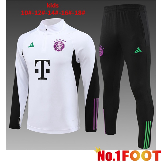 Bayern Munich Kids Training Tracksuit Suit White 2023/2024