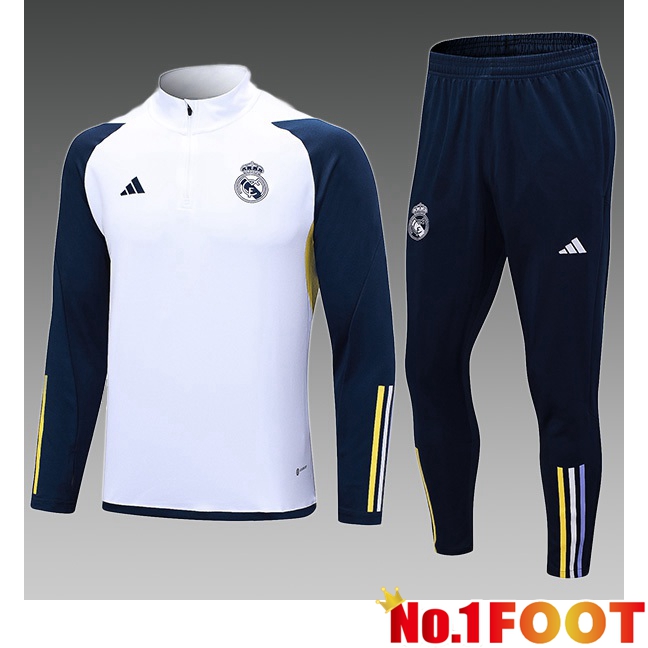 Real Madrid Kids Training Tracksuit Suit White 2023/2024