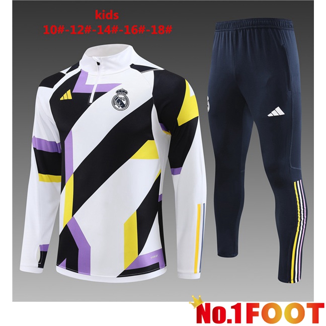 Real Madrid Kids Training Tracksuit Suit White 2023/2024 - Click Image to Close