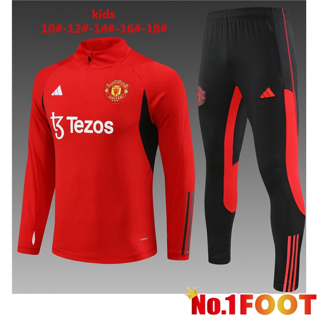 Manchester United Kids Training Tracksuit Suit Red 2023/2024