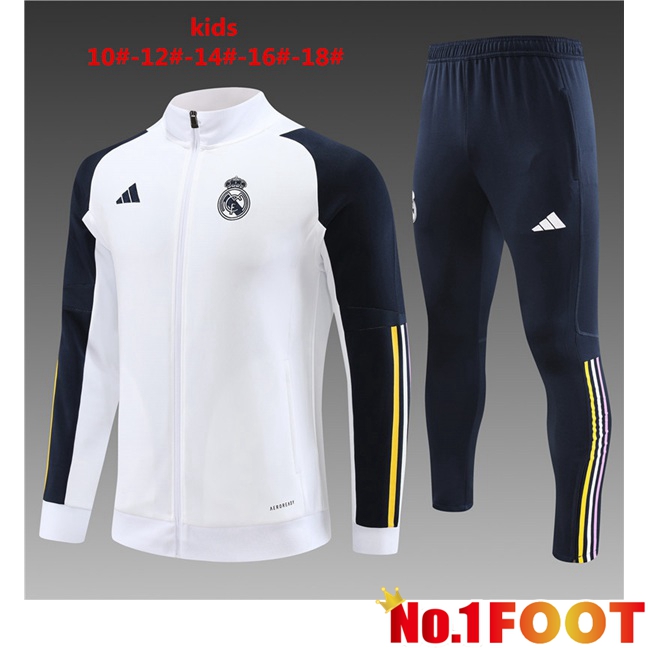 Real Madrid Kids Training Tracksuit Suit - Jacket White 2023/2024