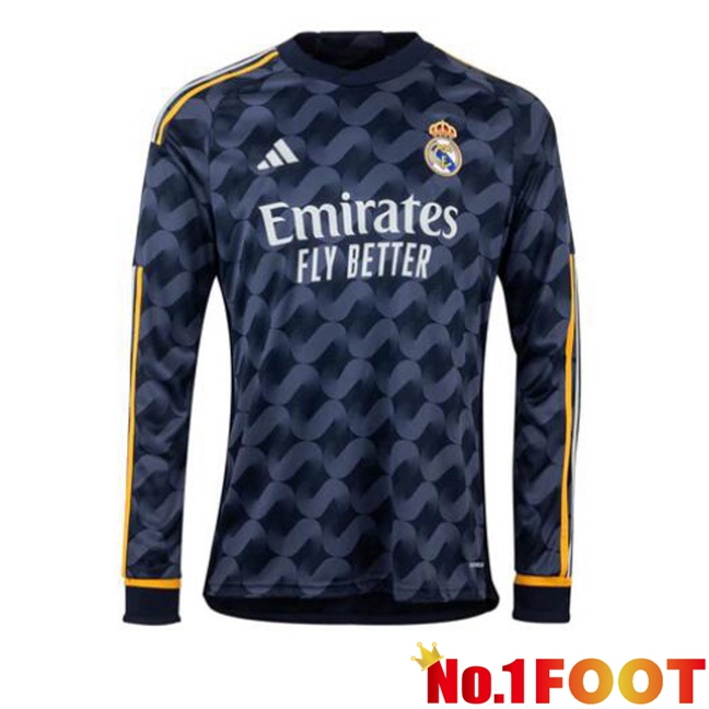 Real Madrid Away Football Jersey Long sleeve Blue Royal 2023/2024