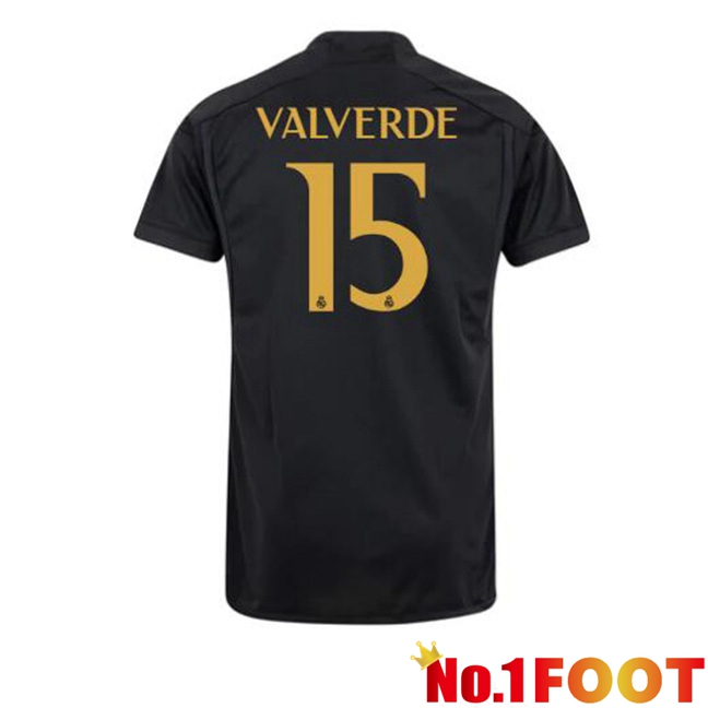 Real Madrid (Valverde 15) Third Football Jersey Black 2023/2024