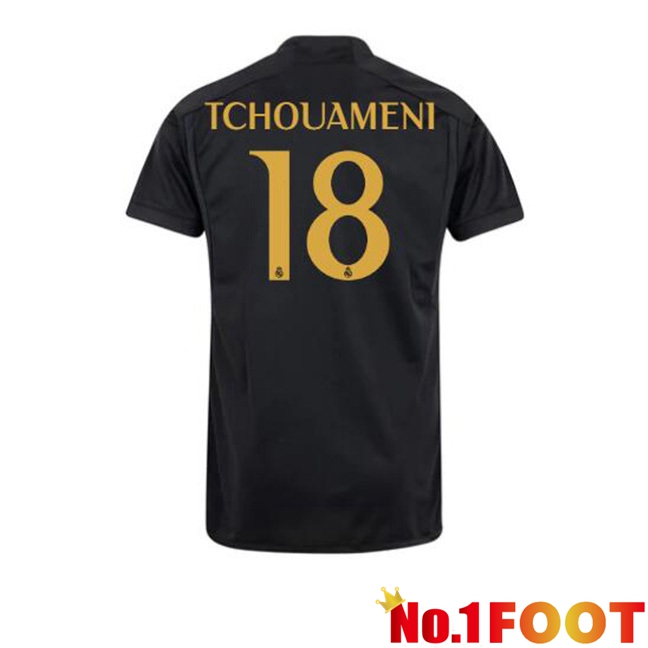 Real Madrid (Tchouameni 18) Third Football Jersey Black 2023/2024