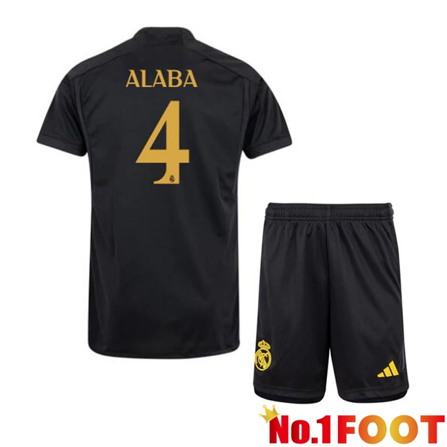 Real Madrid (Alaba 4) Kids Third Football Jersey Black 2023/2024