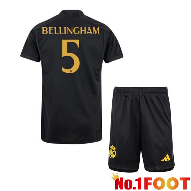 Real Madrid (Bellingham 5) Kids Third Football Jersey Black 2023/2024