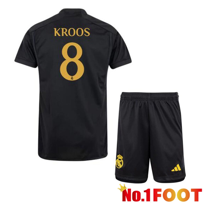 Real Madrid (Kroos 8) Kids Third Football Jersey Black 2023/2024