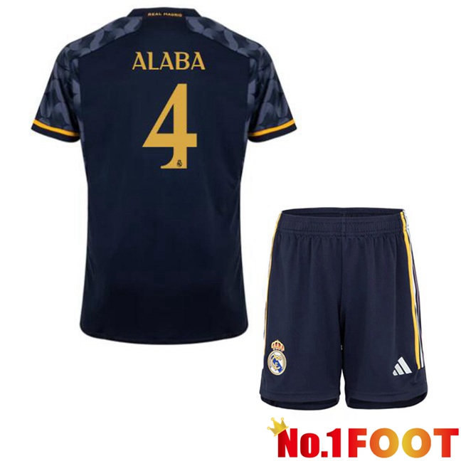 Real Madrid (Alaba 4) Kids Away Football Jersey Blue Royal 2023/2024