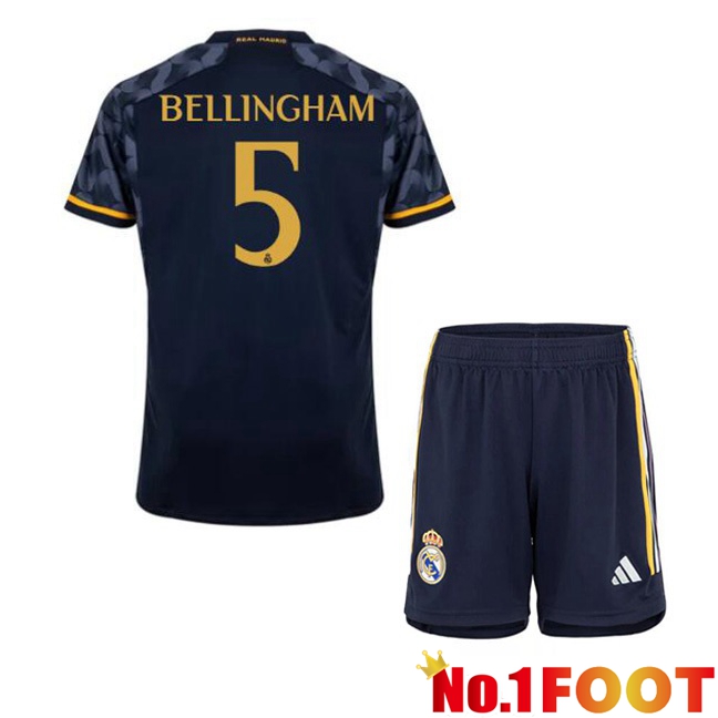 Real Madrid (Bellingham 5) Kids Away Football Jersey Blue Royal 2023/2024