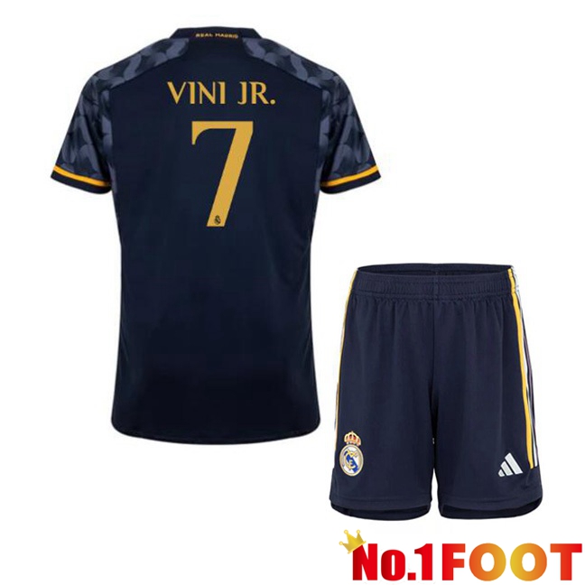 Real Madrid (Vini Jr. 7) Kids Away Football Jersey Blue Royal 2023/2024