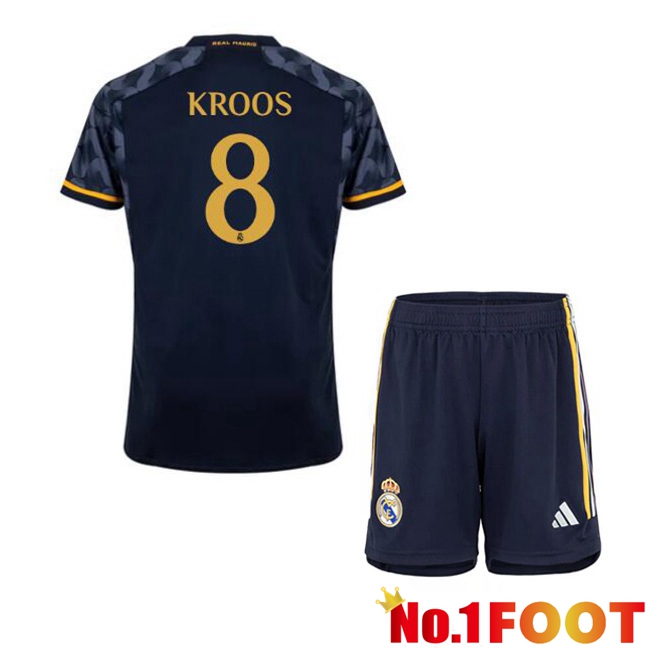 Real Madrid (Kroos 8) Kids Away Football Jersey Blue Royal 2023/2024