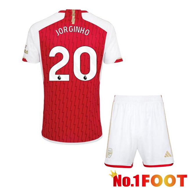 Arsenal (JORGINHO 20) Kids Home Football Jersey Red White 2023/2024