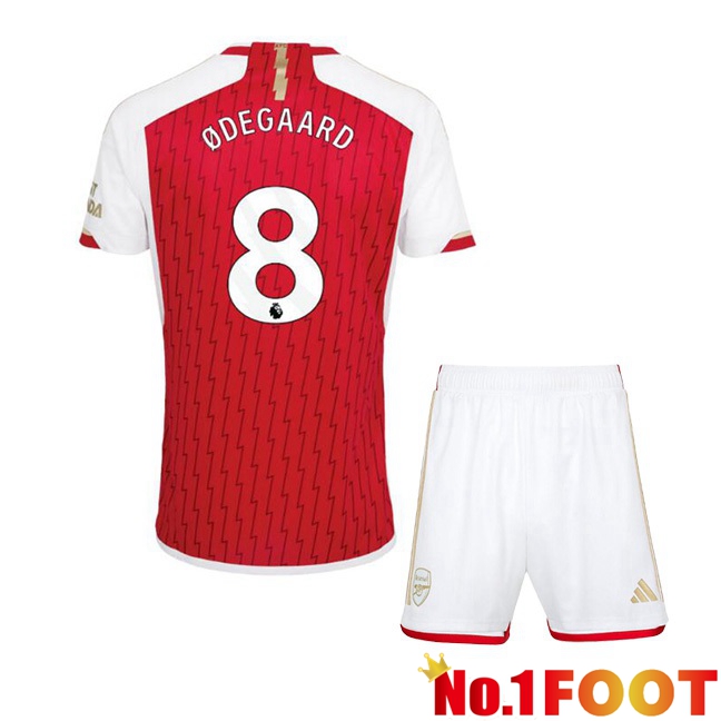 Arsenal (ØDEGAARD 8) Kids Home Football Jersey Red White 2023/2024