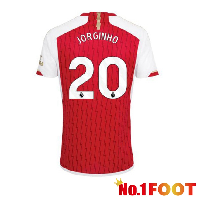 Arsenal (JORGINHO 20) Home Football Jersey Red White 2023/2024