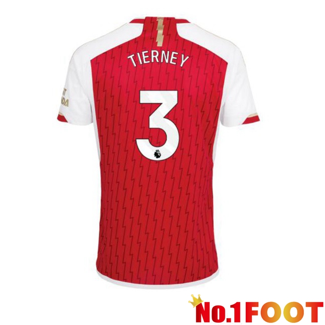 Arsenal (TIERNEY 3) Home Football Jersey Red White 2023/2024