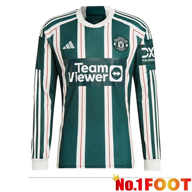 Manchester United Away Football Jersey Long sleeve Green 2023/2024