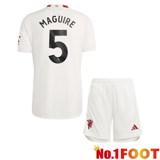 Manchester United (Maguire 5) Kids Third Football Jersey White 2023/2024