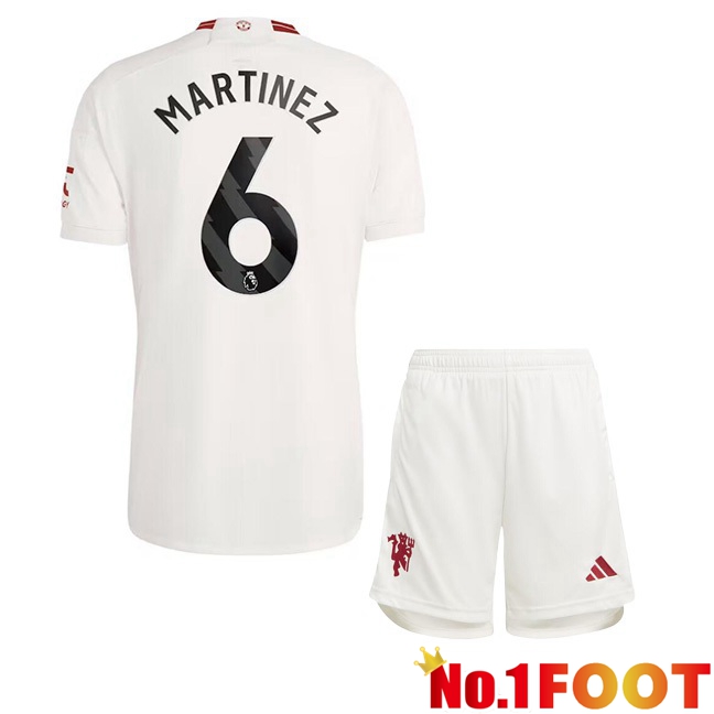 Manchester United (Martinez 6) Kids Third Football Jersey White 2023/2024