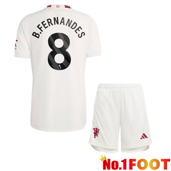 Manchester United (B.Fernandes 8) Kids Third Football Jersey White 2023/2024