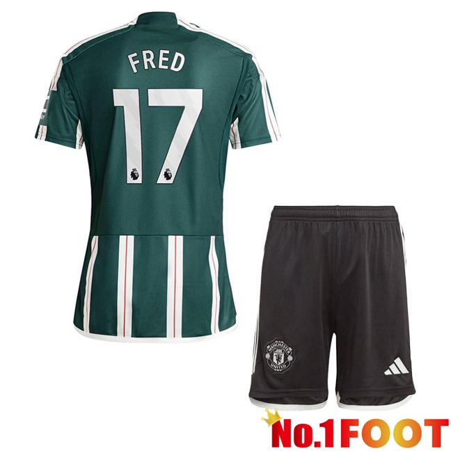 Manchester United (Fred 17) Kids Away Football Jersey Green 2023/2024