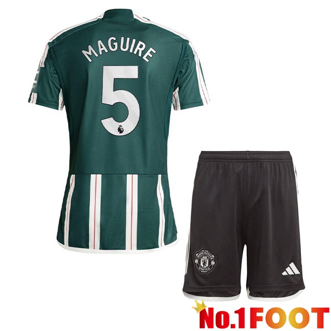 Manchester United (Maguire 5) Kids Away Football Jersey Green 2023/2024