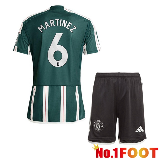 Manchester United (Martinez 6) Kids Away Football Jersey Green 2023/2024