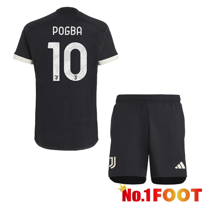 Juventus (POGBA 10) Kids Juventus Third Football Jersey Black 2023/2024