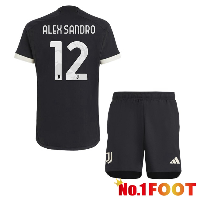 Juventus (ALEX SANDRO 12) Kids Juventus Third Football Jersey Black 2023/2024