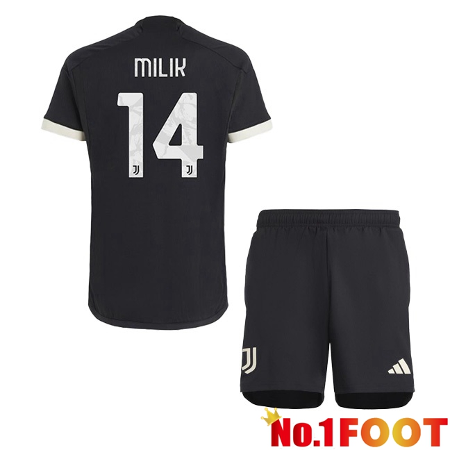 Juventus (MILIK 14) Kids Juventus Third Football Jersey Black 2023/2024