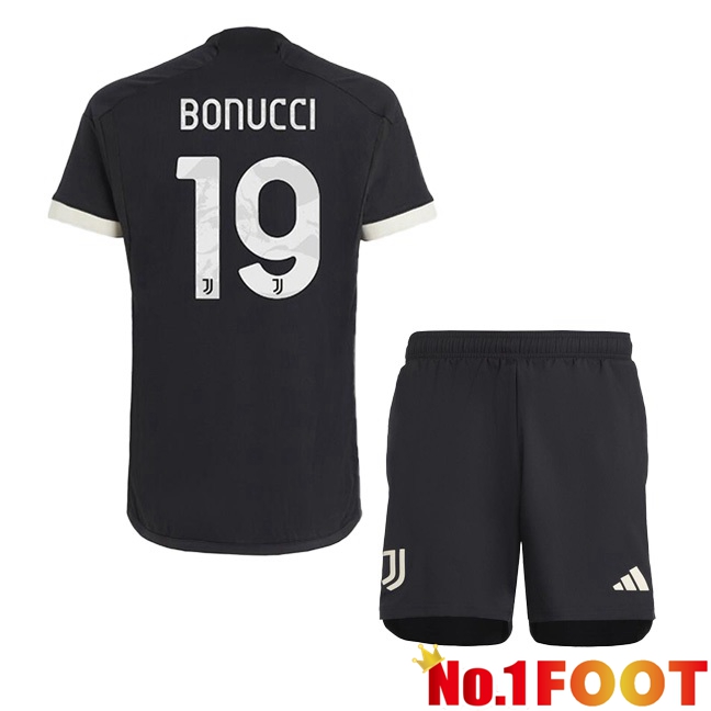 Juventus (BONUCCI 19) Kids Juventus Third Football Jersey Black 2023/2024