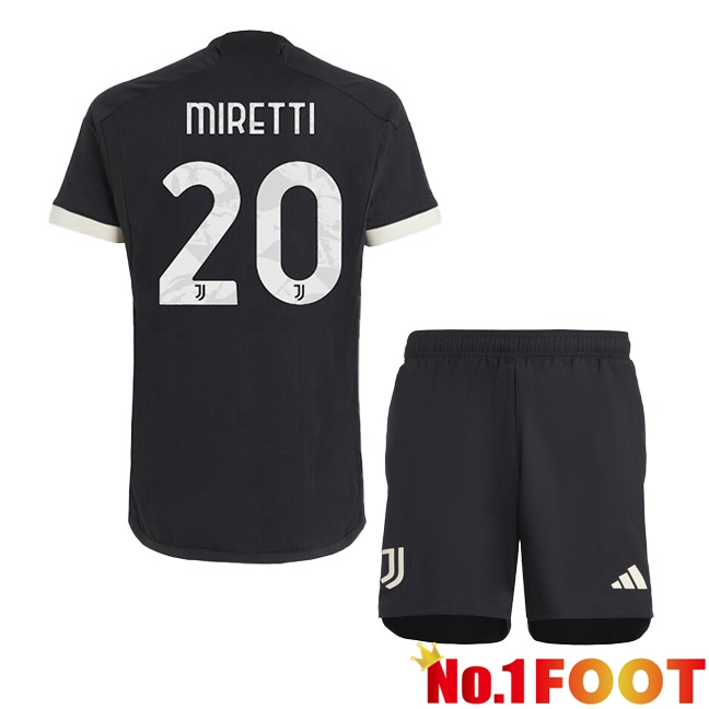 Juventus (MIRETTI 20) Kids Juventus Third Football Jersey Black 2023/2024