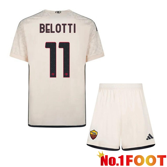 AS Roma (BELOTTI 11) Kids Kids Away Football Jersey Yellow 2023/2024