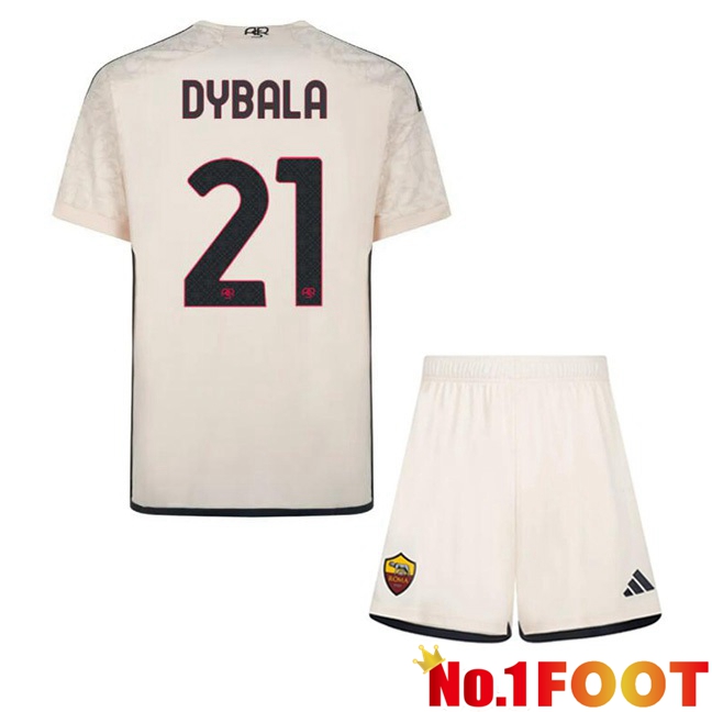 AS Roma (DYBALA 21) Kids Kids Away Football Jersey Yellow 2023/2024