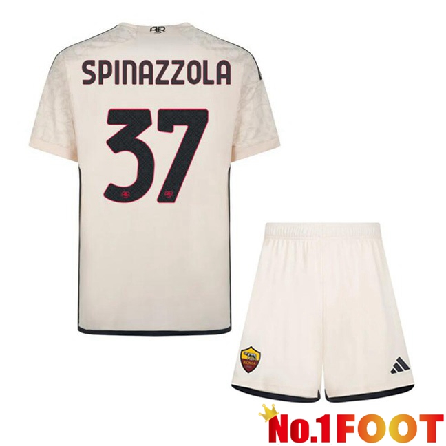 AS Roma (SPINAZZOLA 37) Kids Kids Away Football Jersey Yellow 2023/2024