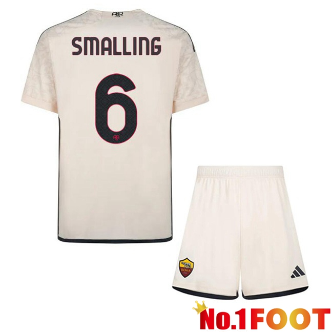 AS Roma (SMALLING 6) Kids Kids Away Football Jersey Yellow 2023/2024