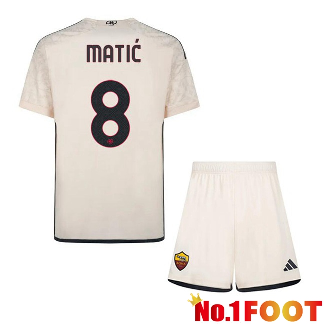 AS Roma (MATIĆ 8) Kids Kids Away Football Jersey Yellow 2023/2024