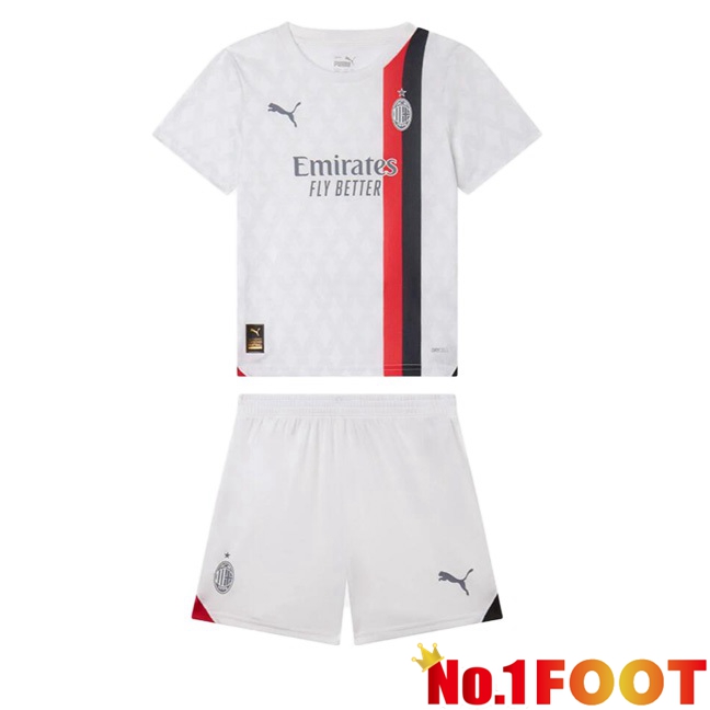 AC Milan Kids Away Football Jersey White 2023/2024