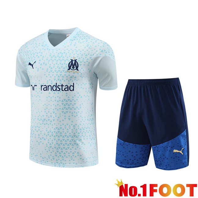 Marseille OM Training T Shirt + Shorts Blue 2023/2024