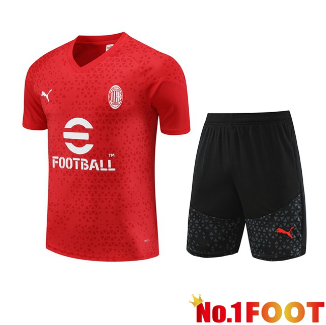 AC Milan Training T Shirt + Shorts Red 2023/2024