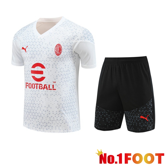 AC Milan Training T Shirt + Shorts White 2023/2024