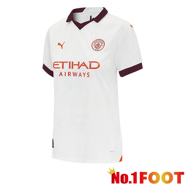 Manchester City Womens Away Football Jersey White 2023/2024